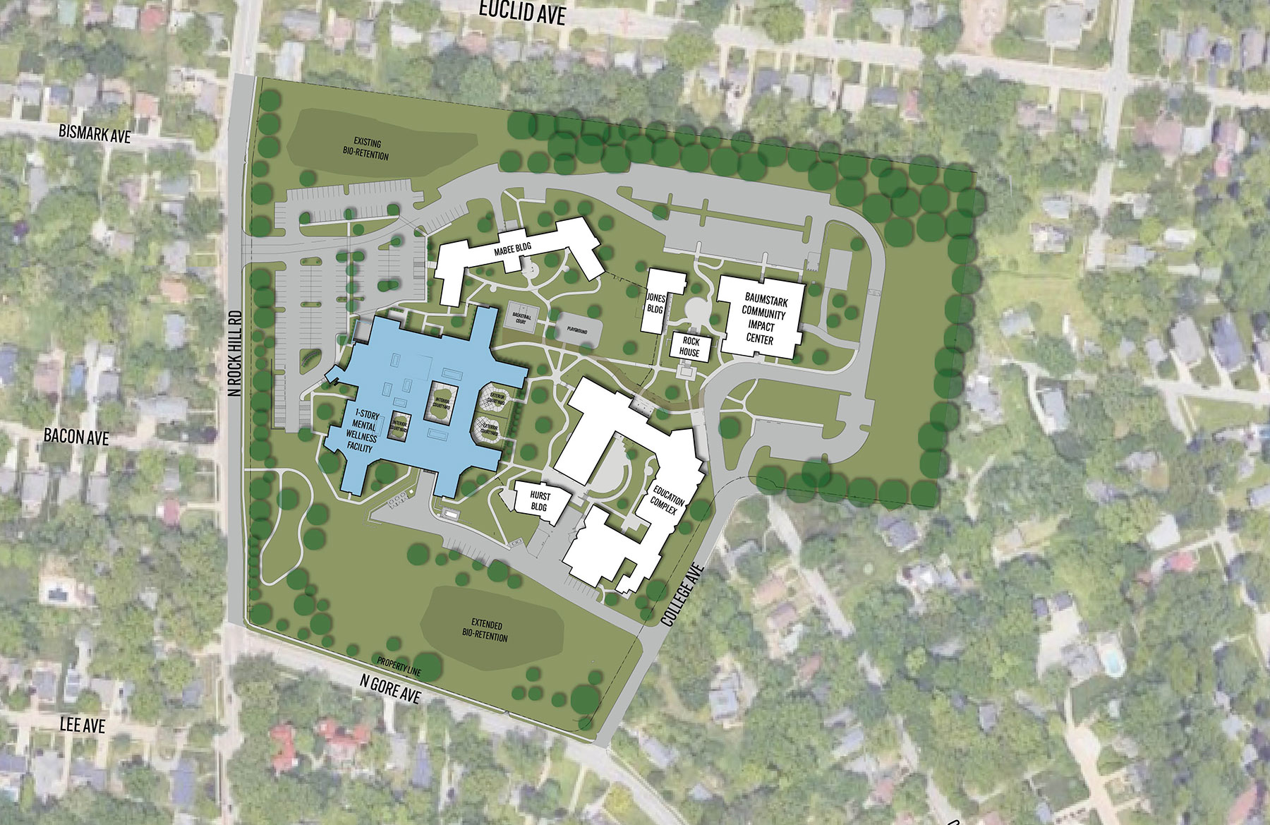 Map of the enhanced pediatric mental wellness campus