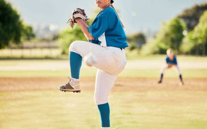 Girl playing youth baseball